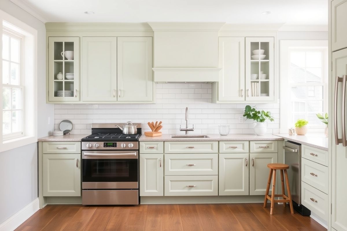 Embrace the Serenity: Soft Sage Green Cabinets