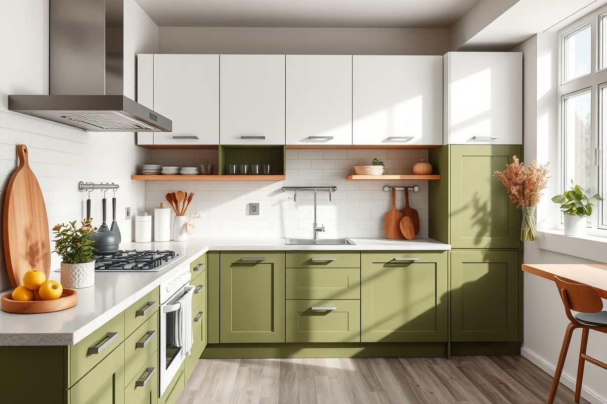 Backsplash Brilliance: Creating Visual Interest Behind Olive Green Cabinets