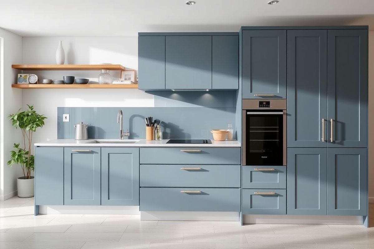 Backsplash Brilliance: Tiles to Enhance Your Slate Blue Cabinets