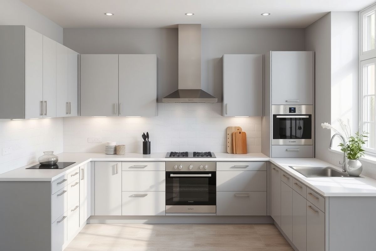 Blue Island: A Pop of Color in a Neutral Kitchen