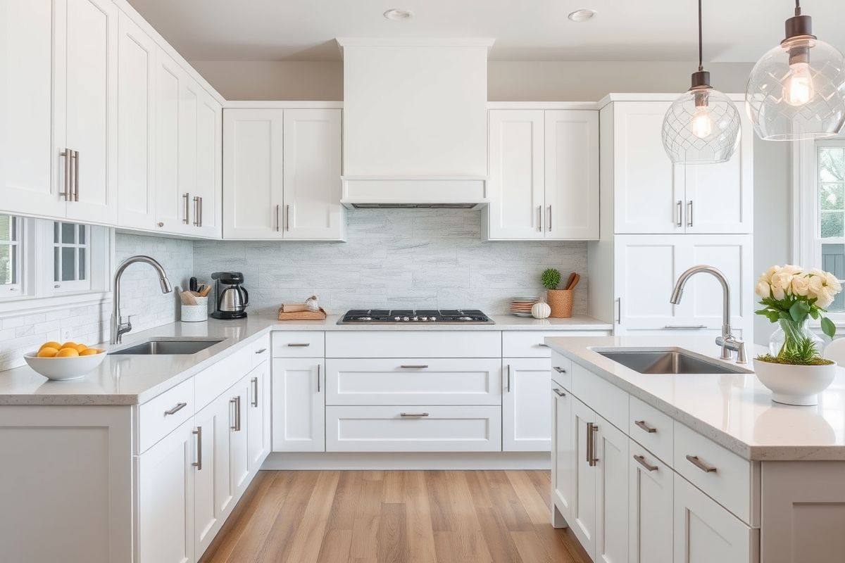 Pairing White Dove with Warm-Toned Countertops for Cozy Elegance